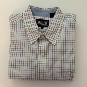 Resistol Shirt Mens XL  White/Multicolor Plaid Rode Gear‎ BUtton Up Workwear